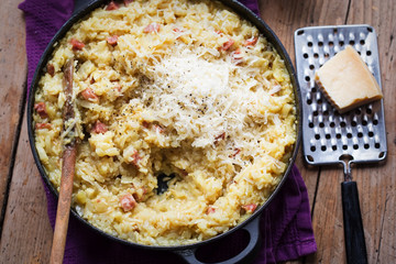 Fennel, onion, sausage, white wine risotto with parmesan 
