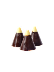 Chocolates in the shape of a cone isolated on a white background.