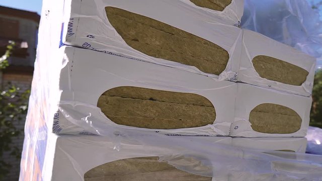 Glass wool insulation. Glass wool insulation blocks for home insulation.