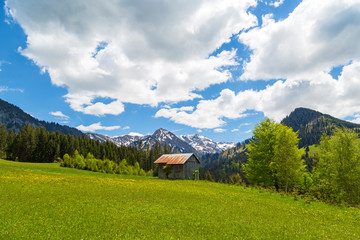 Fototapeta na wymiar Allgäu - Alpen - Stadel - Berge 
