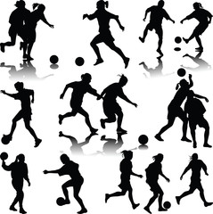 set of woman soccer players