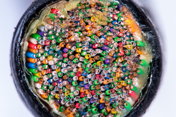 Gel Filled Telecommunication Cable Cross Section Close-up