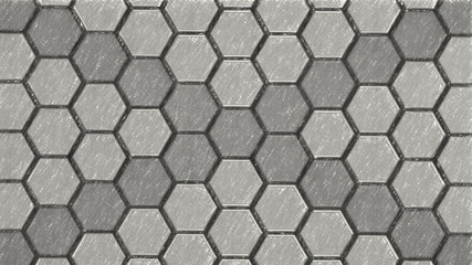 Black and white monochrome pencil schetch hexagons background pattern.	
