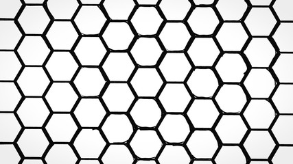 Black and white monochrome hexagons background pattern.