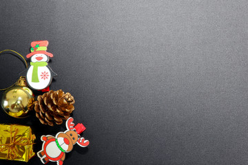 Christmas banner toys on black background