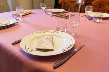 Place setting for a party with beautiful crockery