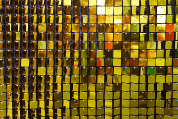Golden background luxury mosaic gold glitter design. Shining golden mosaic glass background
