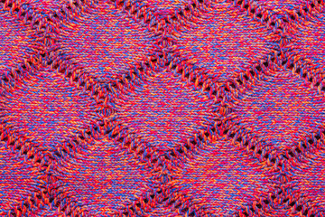 Knitted sweater texture. Pink melange pattern. Background. Copy space