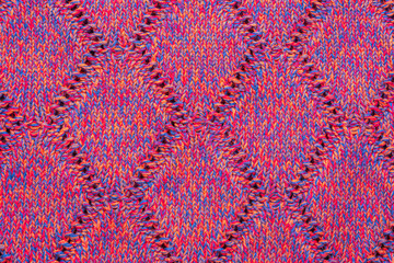 Knitted sweater texture. Pink melange pattern. Background. Copy space