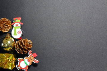 Christmas banner toys on black background