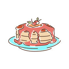 Pancakes color line icon. Baking with syrup. Breakfast concept. Pictogram for web page, mobile app, promo. UI UX GUI design element. Editable stroke.
