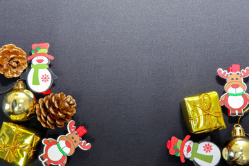 Christmas banner toys on black background