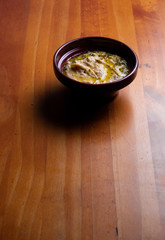 Fototapeta na wymiar Pure potato on wooden table, home made