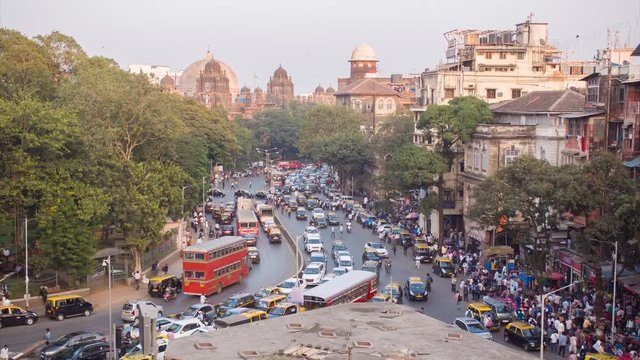 Mumbai, India - December 17, 2018: Car traffic on the central streets of Mumbai.
