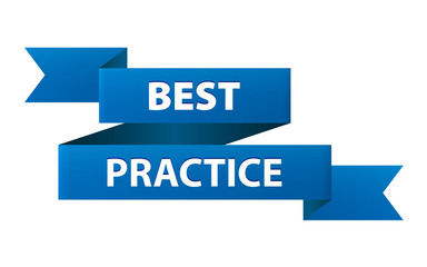 Best practice blue ribbon banner icon isolated on white background. Vector illustration