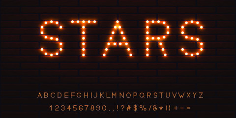 bulbs font set christmas style for advertising and web design