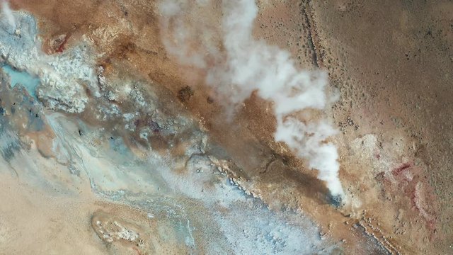 Namafjall Hverir geothermal area in Iceland. Aerial view