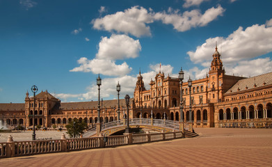 Fototapeta premium Plaza de España, a landmark square, Seville, Spain.