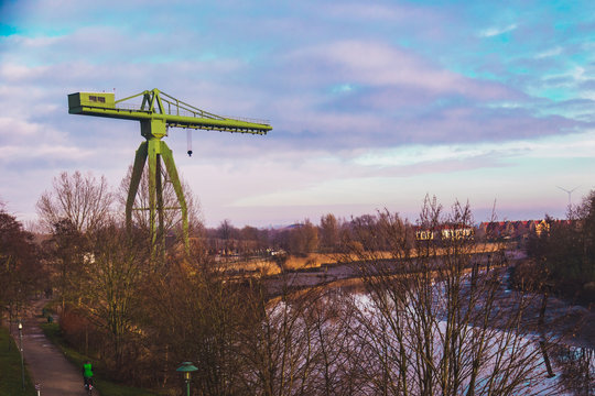 Old crane of the shipyard Rickmers Werft in Bremerhaven, germany.