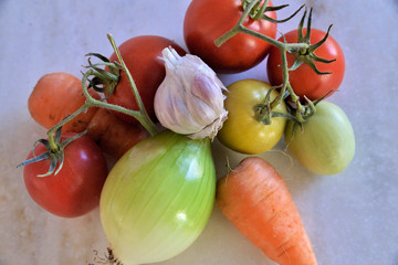 a variety of garden vegetables.