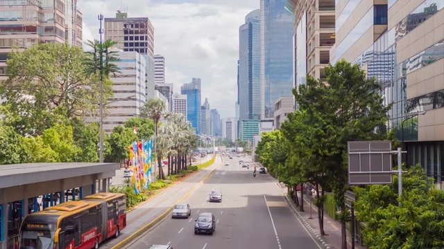 Day road traffic in the city of Jakarta. Indonesia.