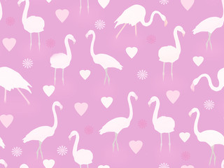 Seamless pattern with beautiful flamingo birds.