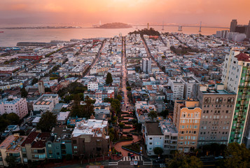 Aerial view of Lombard Street in San Francisco
