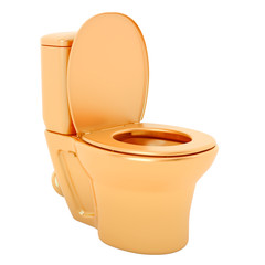 Golden toilet bowl, 3D rendering