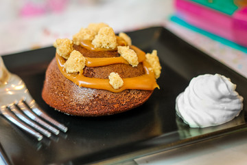 delicious chocolate and caramel pastry