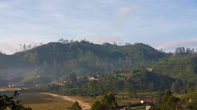 Morning timelapse of the outskirts of the city of Munnar. Kerala State India.
