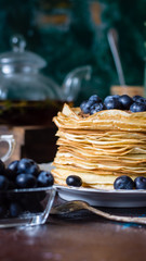 delicious pancakes with tea