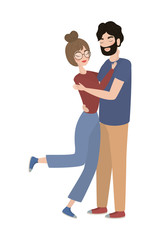 Couple of woman and man drawing vector design