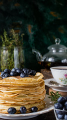 delicious pancakes with tea