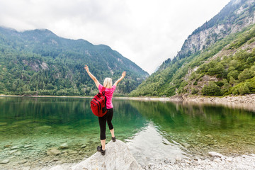 A summer day on Lake Antrona, in the Italian Alps, in Piedmont.