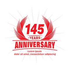 145 years logo design template. 145th anniversary vector and illustration.