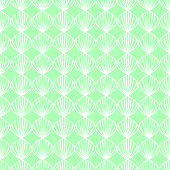 Seamless pattern with white and turquoise sea shell ornament