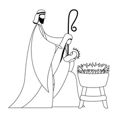 Virgin mary joseph and baby jesus vector design