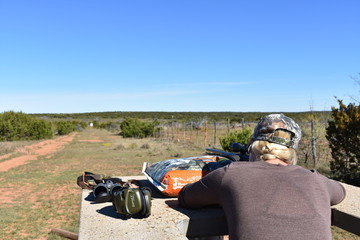 girl hunting with rifle and gun