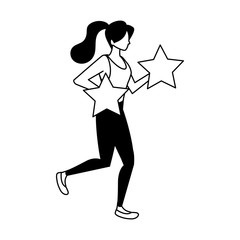 woman with stars golden on white background