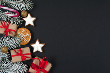 Christmas or New Year decoration on a black background