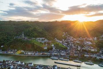 Cochem an der Mosel bei Sonnenuntergang