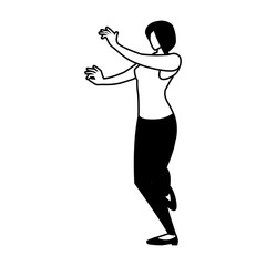 Fototapeta na wymiar silhouette of woman in pose of dancing on white background