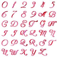 ABC Alphabet Hand painted brush script font