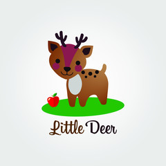Vector illustration of Cute little deer cartoon.