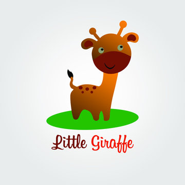 Vector illustration of Cute little giraffe cartoon.