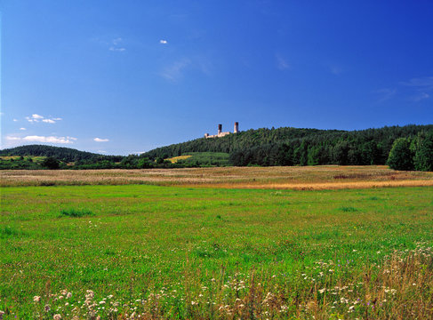 View to Checiny Castle, Swietokrzyskie region, Poland