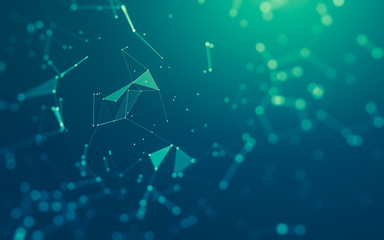 Abstract background. Molecules technology with polygonal shapes, connecting dots and lines....