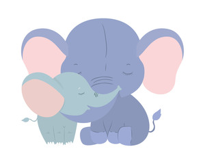 Isolated cute elephants cartoons vector design