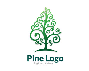 traditional pine art logo design inspiration
