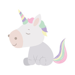 Isolated white unicorn cartoon vector design